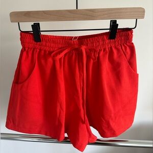 Red drawstring shorts, size small, new with tags!